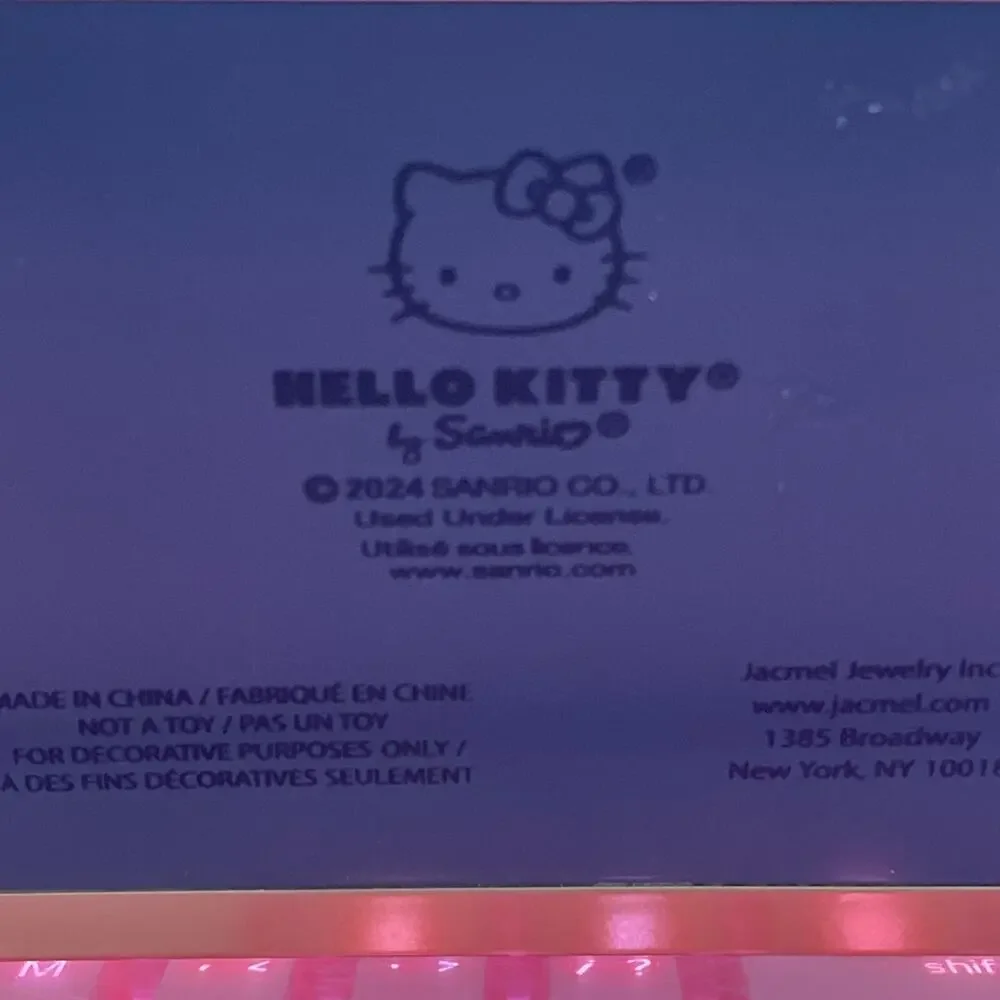 Hello Kitty Glass Jewelry Box Pink Lined Bottom Gold 6